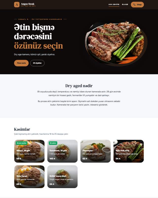 Stek evi · Zal veb sayt şablonunun ekran görüntüsü