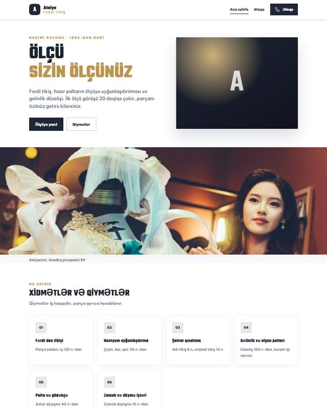 Dərzi atelyesi · Klassik veb sayt şablonunun ekran görüntüsü