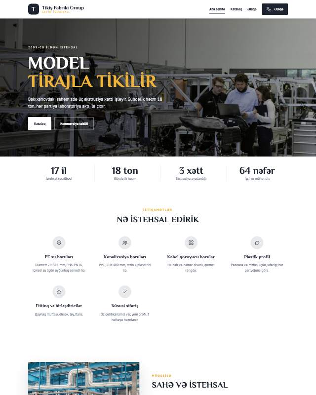 Tikiş fabriki · Canlı veb sayt şablonunun ekran görüntüsü