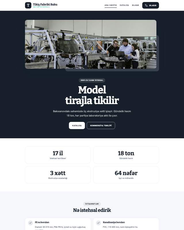 Tikiş fabriki üçün veb sayt şablonu «Modern»: ekran görüntüsü