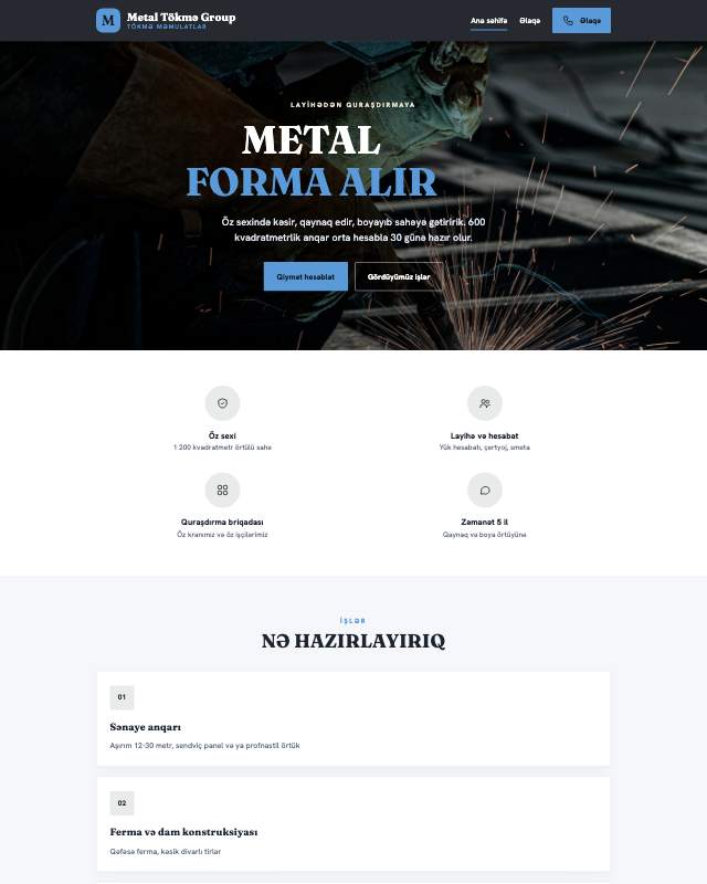 Metal tökmə zavodu üçün veb sayt şablonu «Minimal»: ekran görüntüsü
