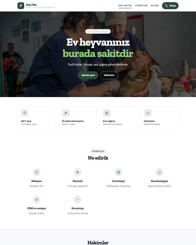 Veterinar klinika · Dost sayt dizaynının ekran görüntüsü