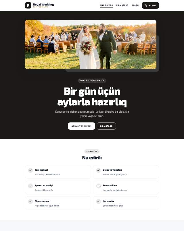 Toy və tədbir · Premium veb sayt şablonunun ekran görüntüsü