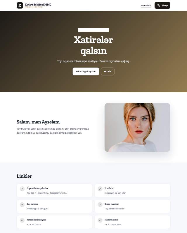 Xatirə səhifəsi üçün veb sayt şablonu «Premium»: ekran görüntüsü