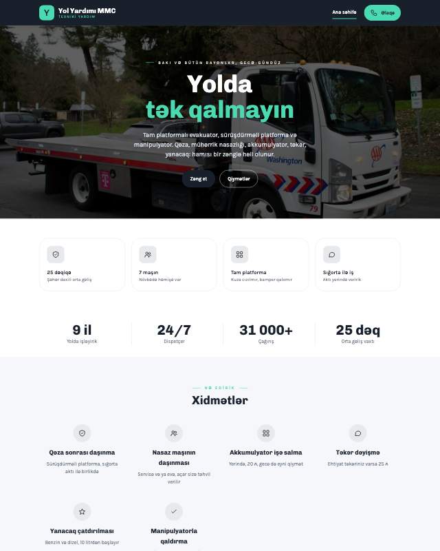 Yol yardımı · Modern veb sayt şablonunun ekran görüntüsü
