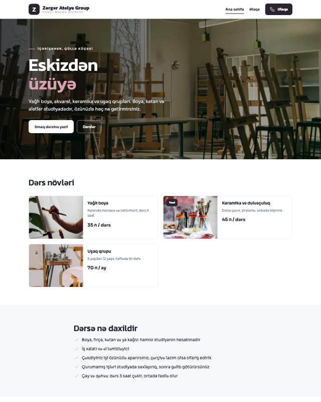Zərgərlik dizayn studiyası üçün veb sayt şablonu «Jurnal»: ekran görüntüsü